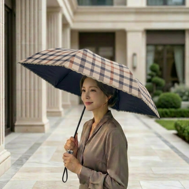 닥스 우양산 클래식 체크무늬 2단 프리미엄라인 자외선차단