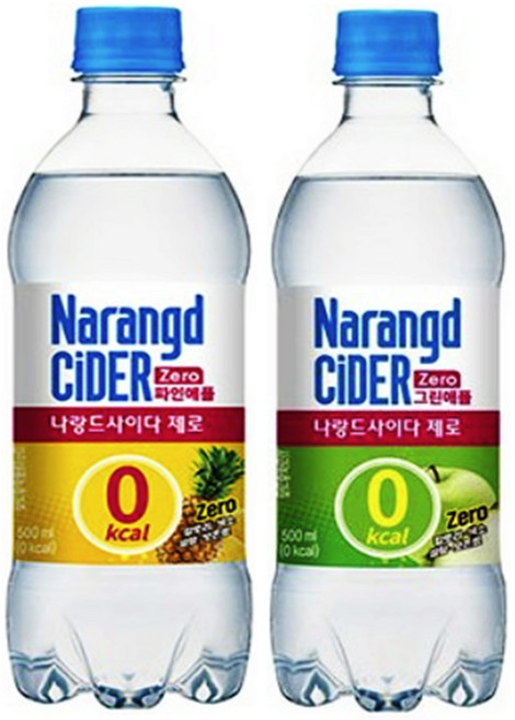 나랑드사이다 제로 500ml (파인애플(12개) + (그린애플(12개), 24개