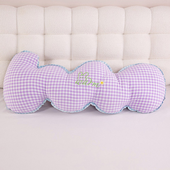 Pogeuni 큐티체크 사계절 순면 인체공학 바디필로우 롱쿠션, 퍼플