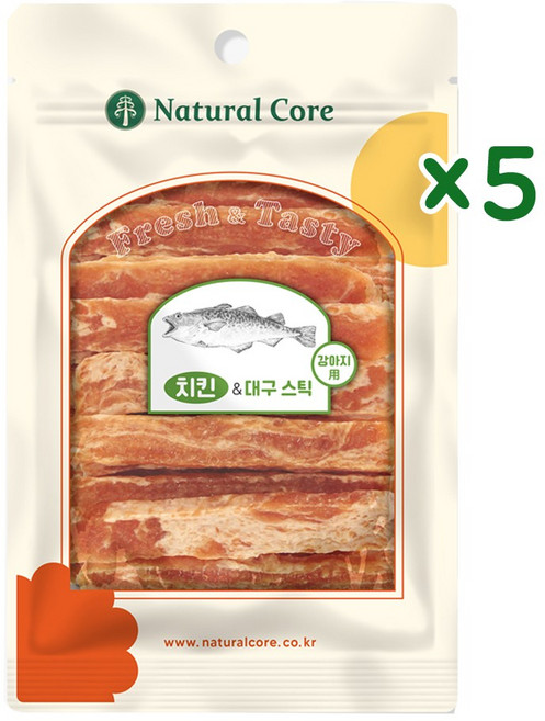 네츄럴코어 대구스틱 강아지간식+치즈춥스, 5개, 치킨 대구스틱