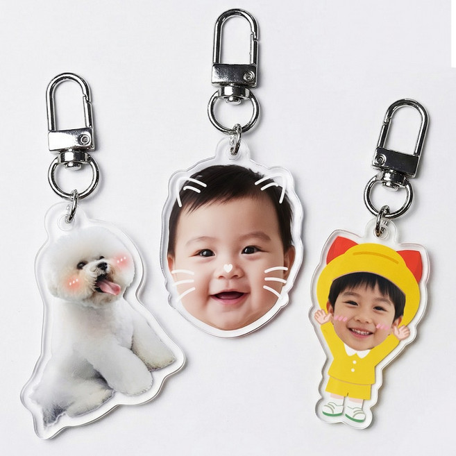 주문제작 키링 아크릴 굿즈 아기 강아지 고양이 키홀더 자동차 키링, 1개, 옵션선택 투명