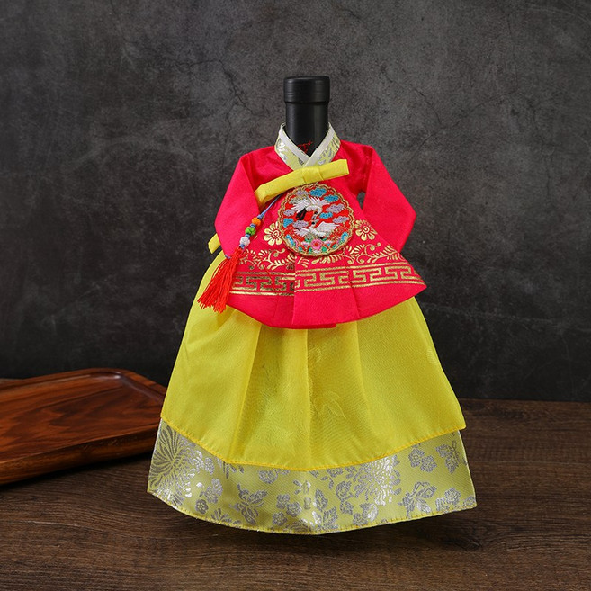 한복 와인커버 술병주머니 와인케이스 외국인선물 인형한복 인테리어소품, 1개