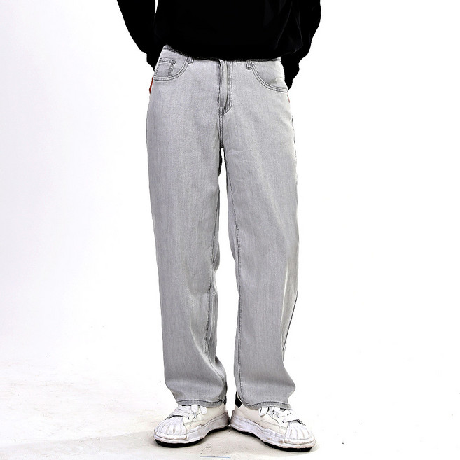 비브레이커스 남성용 여름 냉감 스판 와이드 청바지