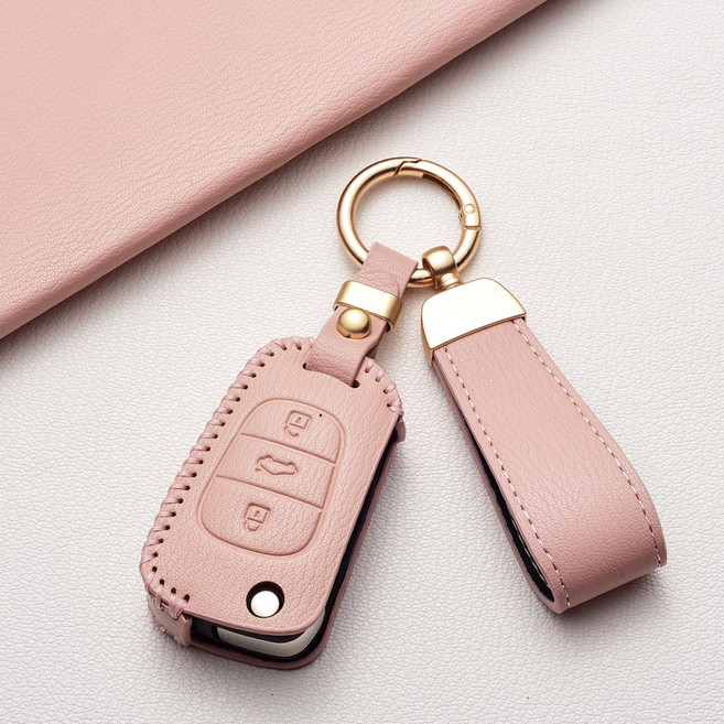 기아/현대 공용 세밀한 텍스처3버튼 폴딩 키케이스(엘란트라 MD 모닝 레이 쏘울 스포티지 R 쏘렌토 봉고 YF 쏘나타 i30 K5 K7 포르테 그랜저 TG), 기아/현대 C 타입, 장미핑크