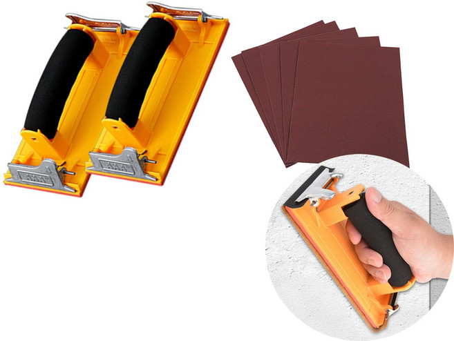 아띠꼴로 핸드 샌딩기 사포 수동 샌더기 밀대 빼빠, 핸드샌딩기2개+종이사포18장, 1개