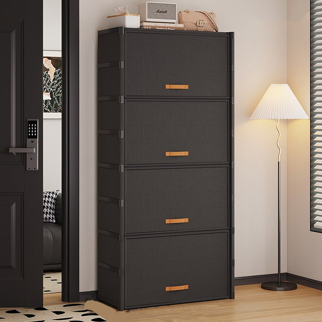 슬림형 현관 신발장 신발정리함 다용도 수납 선반 캐비닛, 9단, 블랙