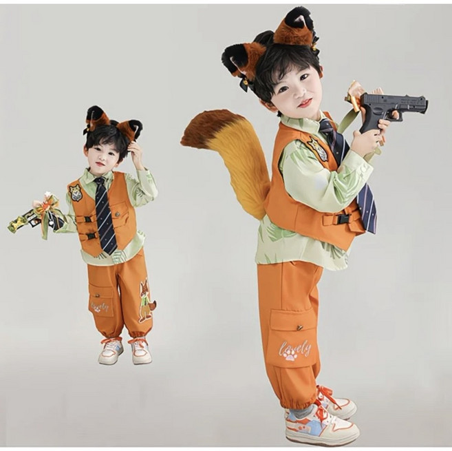 주토피아st 코스튬 닉 여우 의상 유아 할로윈 의상 키즈 캐릭터 옷 어린이 역할놀이 세트