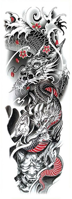 타투 스티커 중형 긴팔 사이즈 모음 헤나 문신 판박이, 중형 TQB-166, 1개