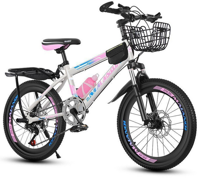 A+LLCO 兒童自行車, 1個, (避震碟剎+（變速粉白）戰神版)20寸適應身高130/145厘米