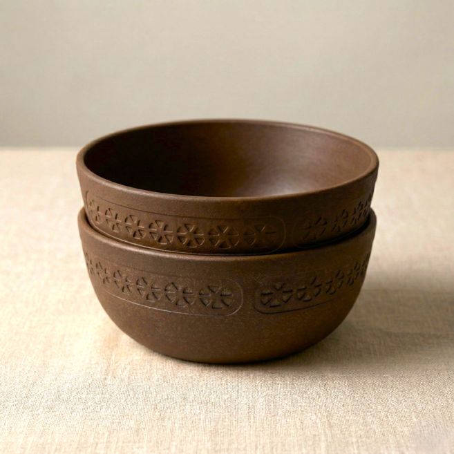 무독성 CXP 면기 우동기 비빔밥 용기 샐러드볼 가벼운 그릇, 2개, 다크 브라운