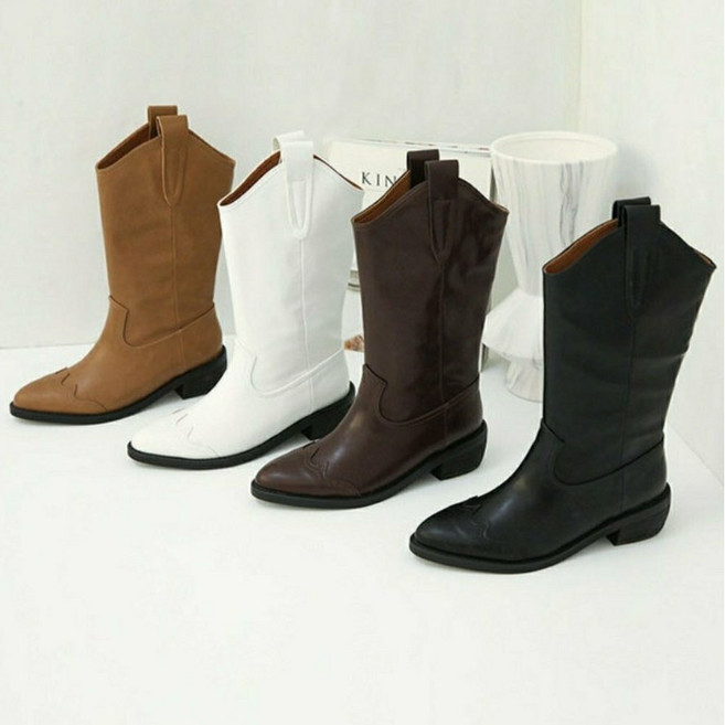 4color 가을 웨스턴 미들 부츠