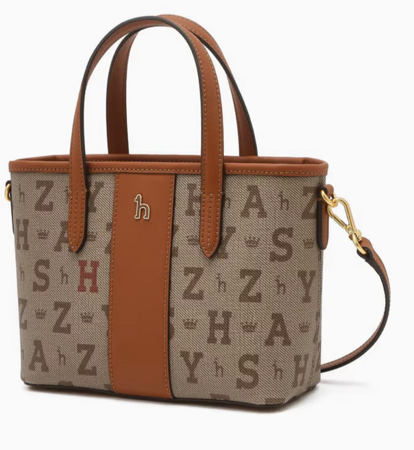 헤지스 브라운 이니셜로고 가죽 미니토트백 YMWIWA4F053W2