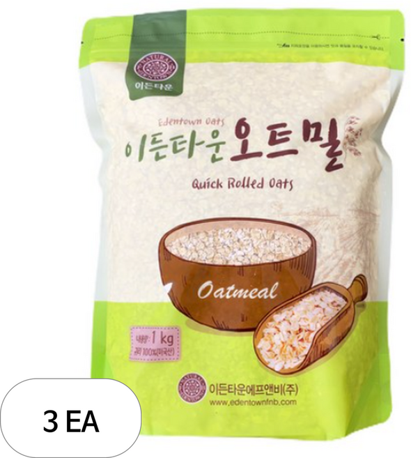 이든타운 식사대용 퀵 오트밀, 1kg, 3개