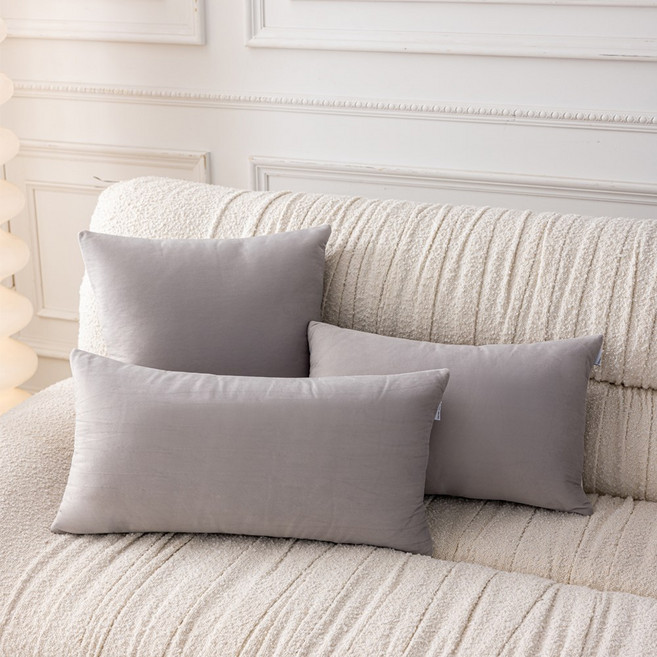 [생활방수] 커버무드 패브릭 소파 쿠션 + 솜 포함, 라이트 그레이