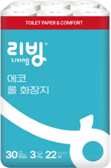 리빙 에코스마일 화장지 3겹 30롤, 30개입, 1개