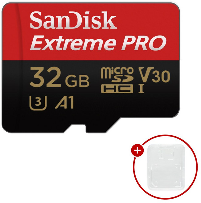 샌디스크 마이크로SD카드 Extreme PRO 익스트림 프로 SDSQXC + SD카드 케이스, 1개, 32GB