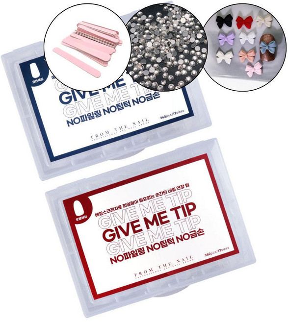 프롬더네일 깁미팁 360팁 셀프연장 말랑 코핀네일 오벌+파츠 30알, 1개, 오벌 360PCS