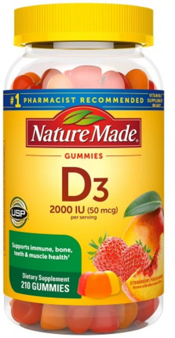 네이처 메이드 비타민D3 2000IU 구미 젤리 Nature Made Vitamin D3 2000 IU Gummies, 1개, 210정