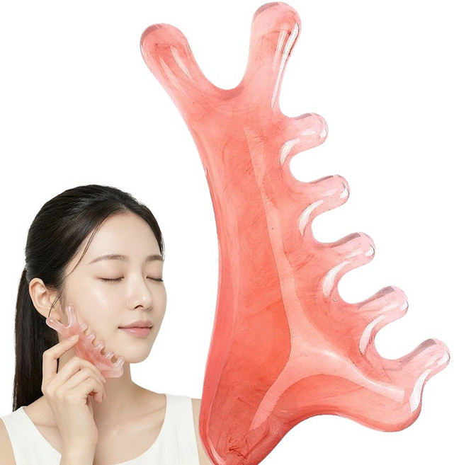 179osn 바디 두피 얼굴 괄사 마사지기, 핑크, 1개