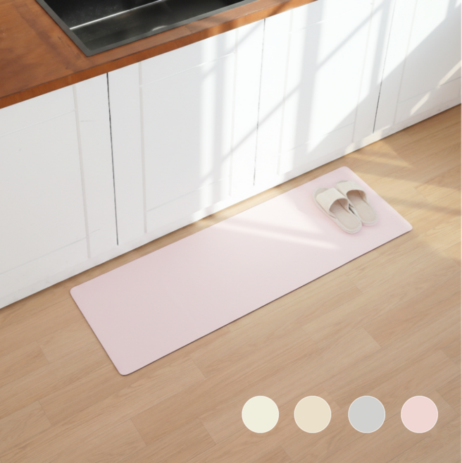 보니츠 소프트 빨아쓰는 규조토 발매트, 라이트 핑크+사각형