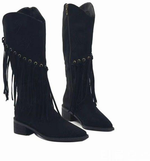 티류으스 여성 사계절 라인댄스부츠 라틴댄스화 태슬 롱부츠 편안한