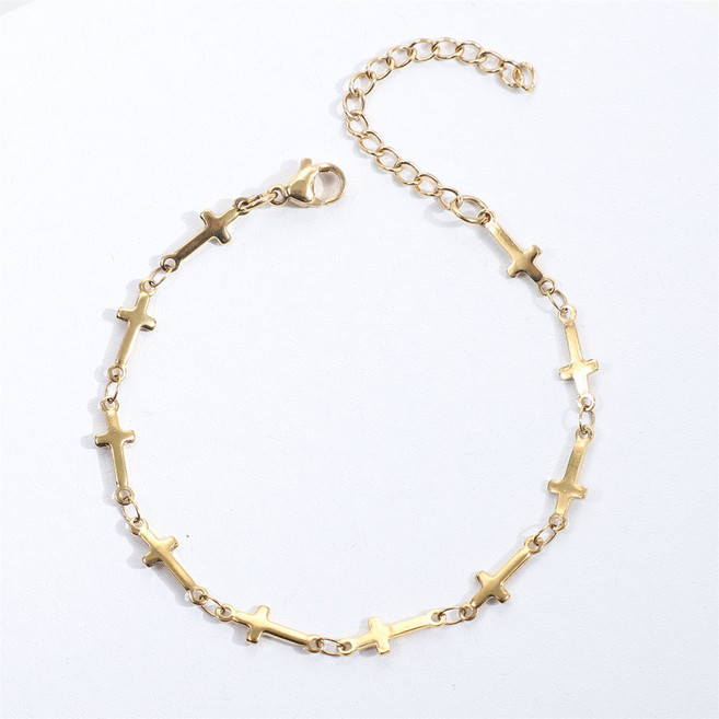 ROYALBELLE 여성 십자가 스테인리스 강 악세사리 심플 스타일링 체인 팔찌 S072206