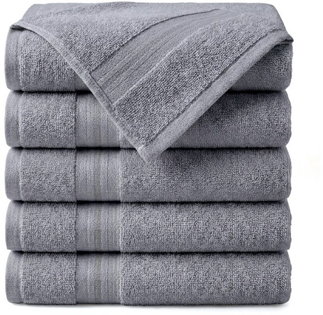 돌아라 호텔 수건 고퀄리티 부드러운 수건 150g, 5개, 짙은 회색