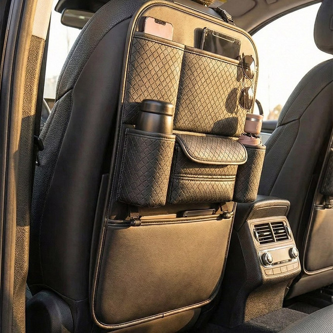 해비토리 차량 등받이 수납함 수납포켓, 블랙, 1개