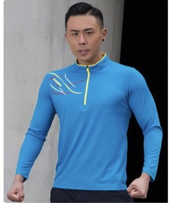 男款長袖運動上衣 立領排汗透氣快乾衣 登山休閒T恤