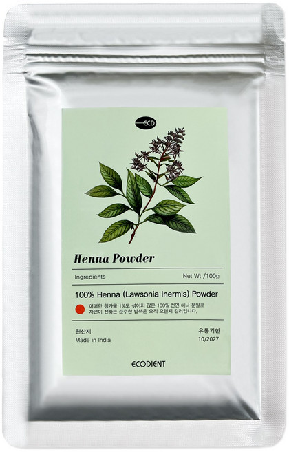 [에코디언트] 100% 헤나 분말 헤나가루 100g, 1개, 내추럴 오렌지