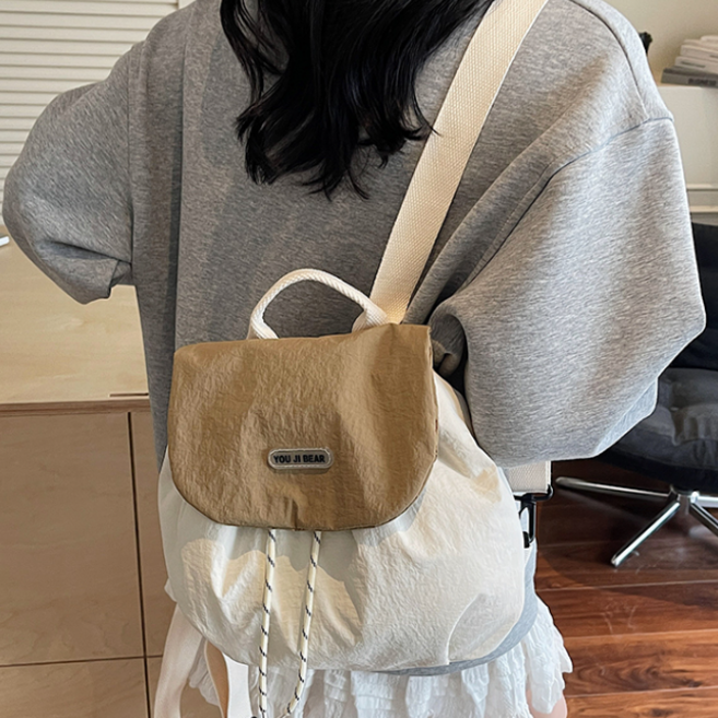 무니유유 여성 데일리 가벼운 바스락 나일론 캔버스 미니 백팩