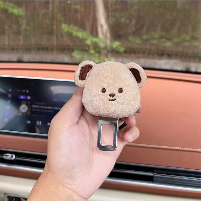 BROWMODA 차량용 귀여운 안전벨트 버클 연장 클립, 곰돌이, 1개