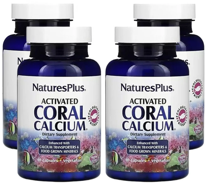 네이처스플러스 활성화된 산호 칼슘 90캡슐, 4개 - 쿠팡