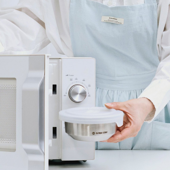 [2+1 이벤트] 전자레인지 스텐 반찬통 밀폐용기 인덕션 오븐 용기, 2호 원형 450ml