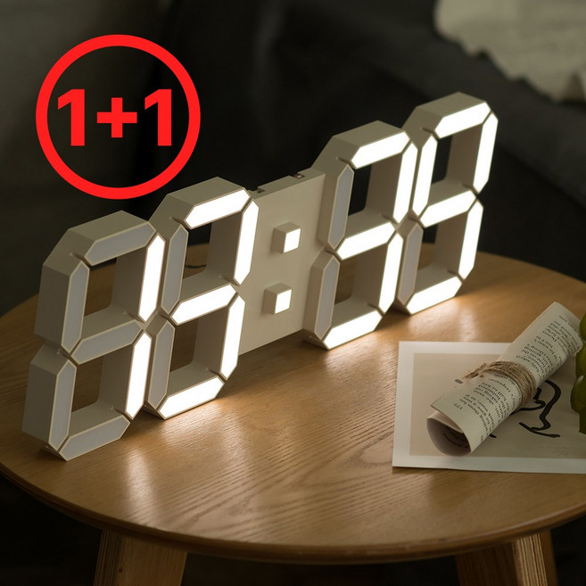 1+1 루나리스 국내생산 GPS 위성 프리미엄 LED 벽시계 자동밝기 인테리어 38cm, 화이트, 화이트