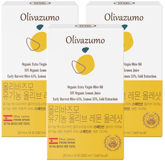 올리바즈모 유기농 엑스트라버진 올리브 레몬 올레샷 스틱, 20ml, 42개