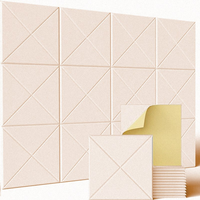 타오진 접착형 흡음판 문소음방지 방음판 흡음재 방음재 벽방음보드 30cm x 30cm 12장, 1개, 베이지색