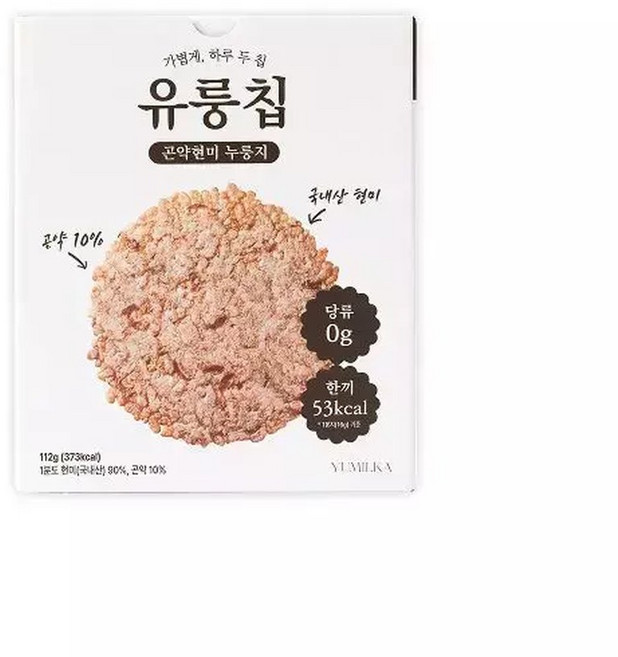 유밀가 유룽칩 저당 곤약 현미 누룽지 주전부리, 1박스, 112g