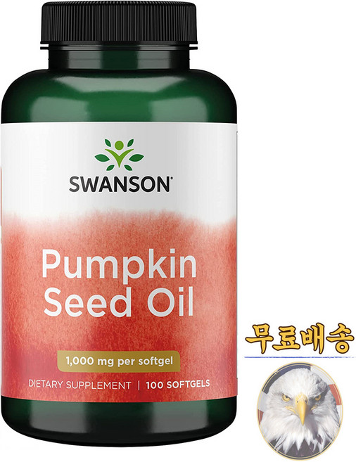 미국산 스완슨 호박씨 오일 1000mg 100정 Swanson Pumpkin Seed Oil 선물증정, 1개