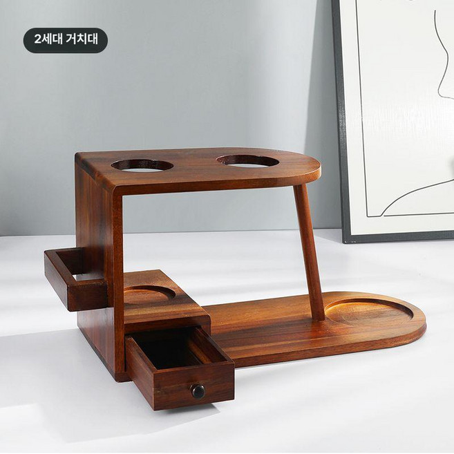 핸드드립 세트 수납함 거치대 드리퍼 서랍 도구 나무 보관 홈카페, 싱글 스탠드, 1개