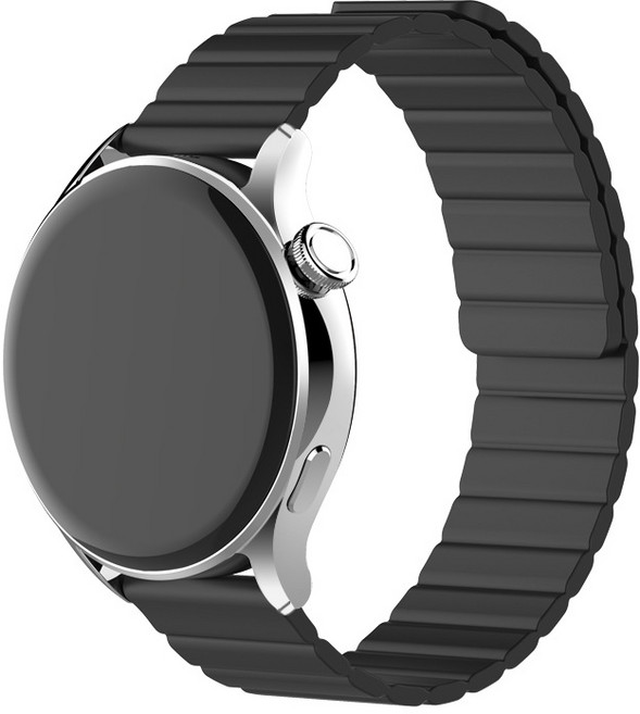 SKENOS 20mm 22mm 표준 실리콘 마그네틱 스트랩 갤럭시워치 레드미워치5 어메이즈핏 와피치 호환, 블랙, 1개