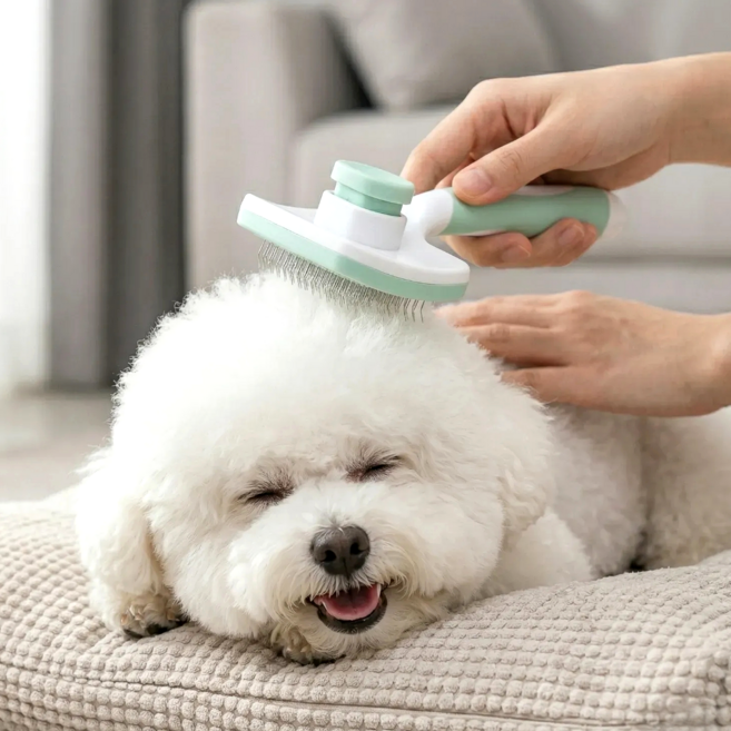 쏙쏙홈즈 원터치제거 저자극케어 강아지 빗, 1개, 민트