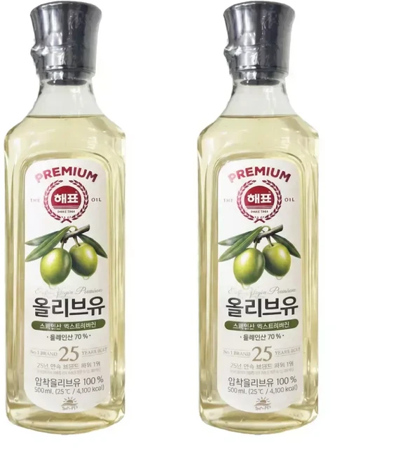 사조대림 해표 압착올리브유 엑스트라버진 500ml x 2개