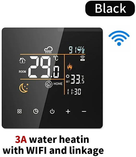 Tuya WiFi 온도 조절기 습도계 디지털 컨트롤러 보일러 바닥 난방 홈 스마트 도구, 03 Black-3A