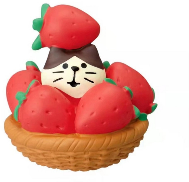 데꼴 딸기 카페 시리즈 고양이 피규어 가챠 케이크 슈크림 롤케잌 미니어처, 옵션5, 1개