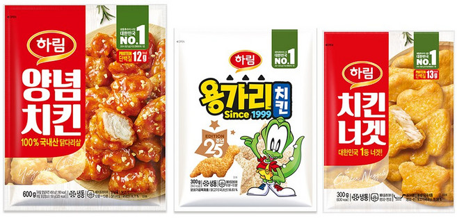 하림 용가리치킨300g+치킨너겟300g+양념치킨 600g 각1봉, 1세트, 300g