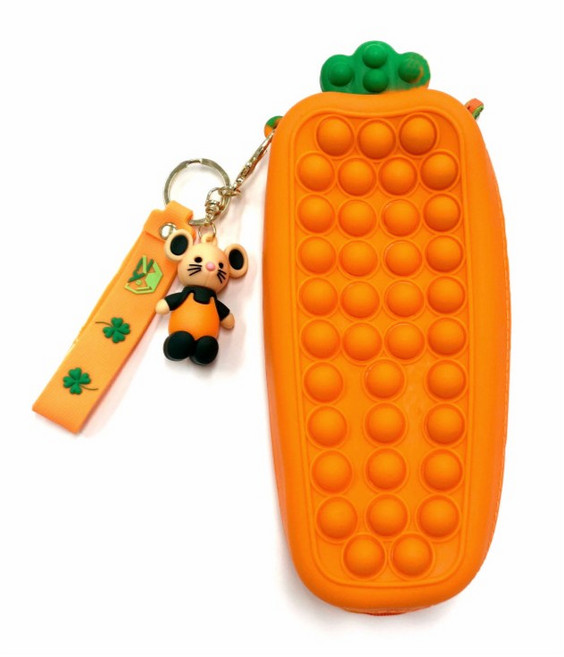 푸쉬팝 버블 가방 당근 필통 팝잇 뽁뽁이 키링포함, 1개