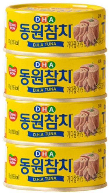 l [ 동원 동원참치 ] 고단백 간편식 두뇌에 좋은 DHA 고함량 참치 90 G x 4 캔 묶 음 / 튜나 건강 건강식 건강푸드 아이반찬 l, 1개
