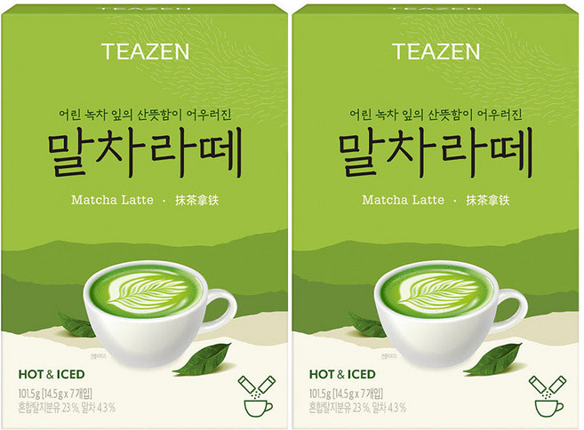 티젠 말차라떼 분말스틱, 14.5g, 7개입, 2개