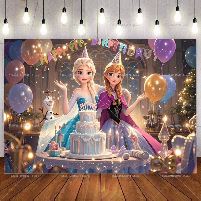 유치원 어린이집 행사 공용 포토존 배경 현수막 촬영용 겨울왕국 엘사와 안나 공주 소녀 생일 파티 촬영 장식 베이비 샤워 눈의 성 배너, [00] 210X150CM, [00] G-5383 보육시설, 원내행사, 유아기관,